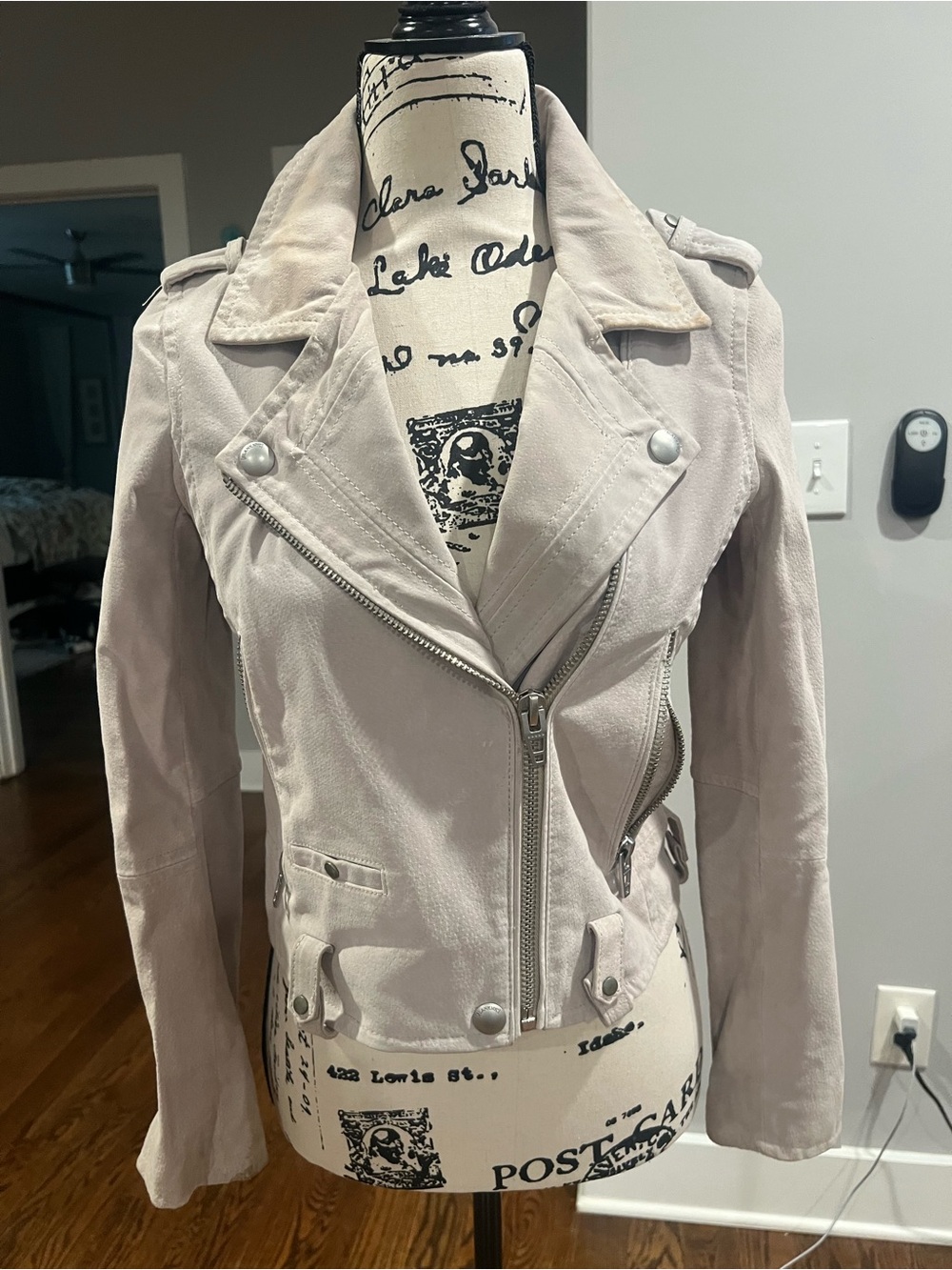 Blank NYC Light Taupe Leather Moto Jacket